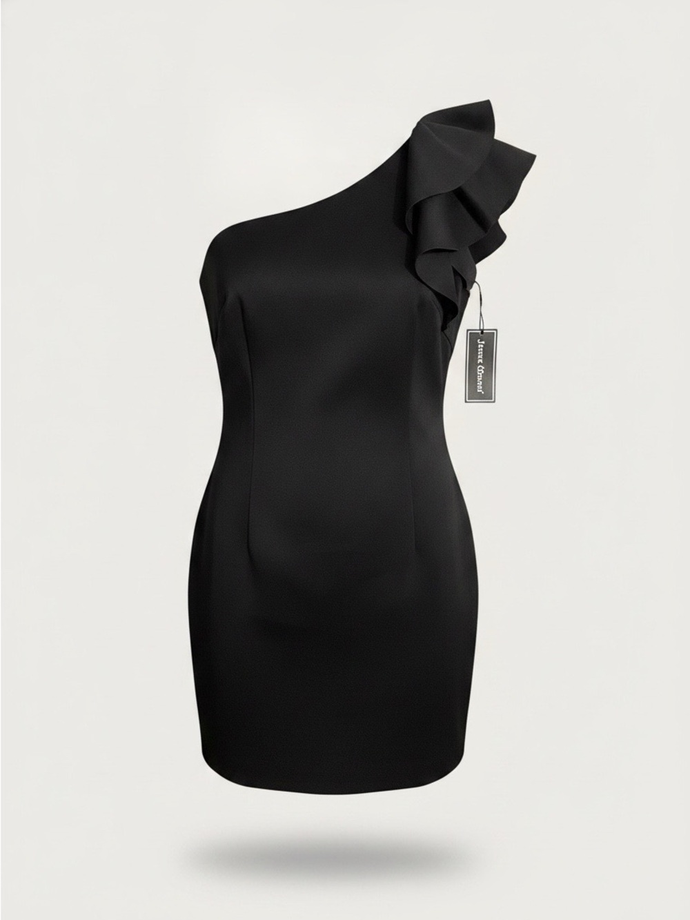 NWT Jessica Howard One Shoulder Ruffle Black Cocktail Dress Size 14